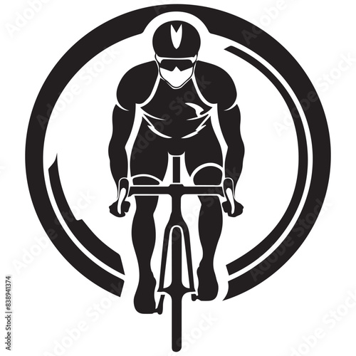 Cyclist riding mountain bike  Vector illustration