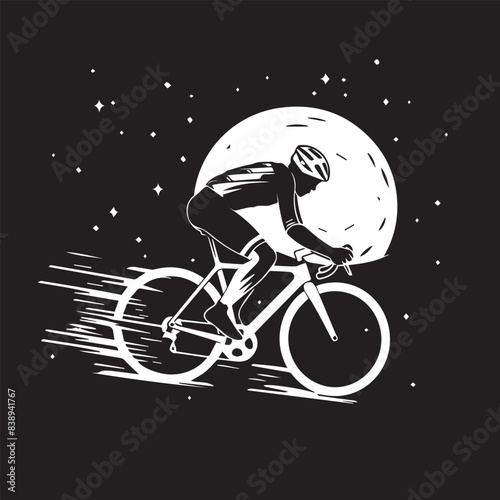 Cyclist riding mountain bike  Vector illustration