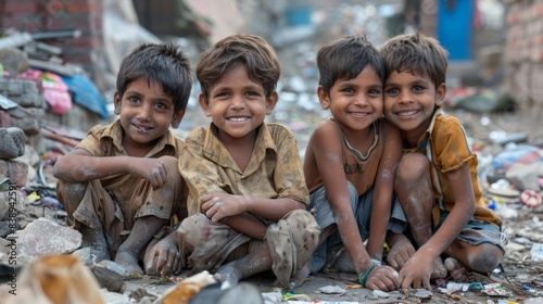 Street Children on the Outskirts of City