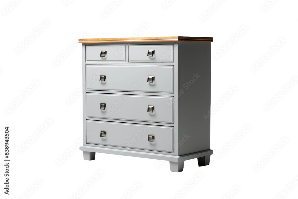 Ivory Elegance: A Wooden-Topped Chest of Drawers on a White or Clear Surface PNG Transparent Background.. Ivory Elegance: A Wooden-Topped Chest of Drawers on a White or Clear Surface PNG Transparent Background..