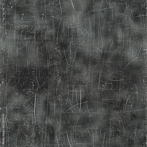 Abstract distressed black and white texture, intricate scratch marks, grunge background, artistic interesting design