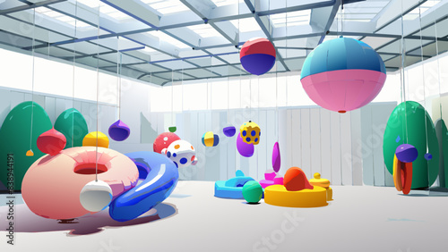 Colorful Indoor Playground with Modern Abstract Design