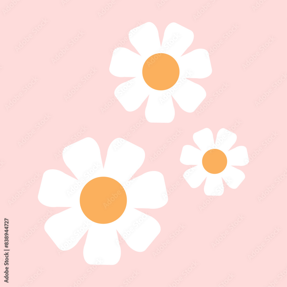 white daises on blue background cartoon illustration white daises on blue background cartoon illustration