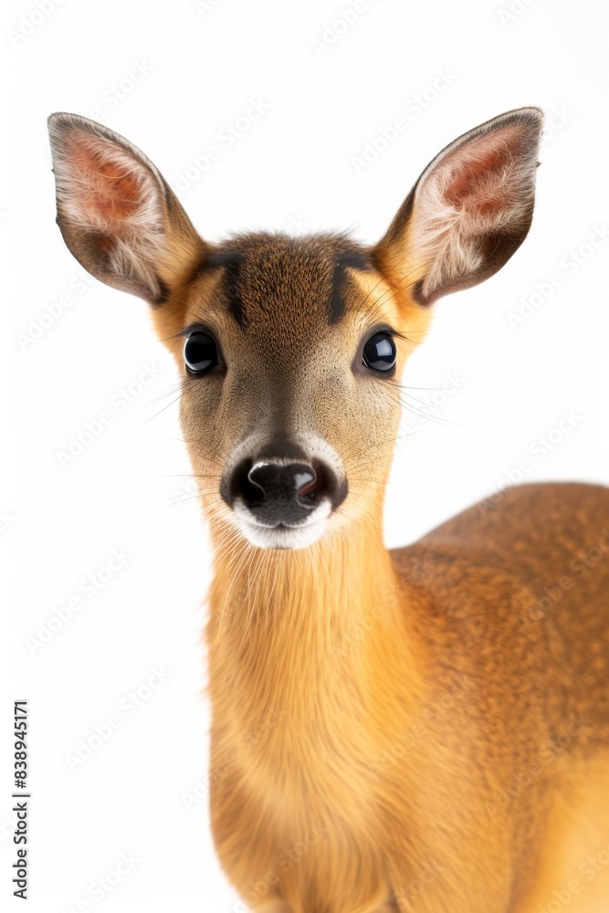 the Muntjac with copy space on right Isolated on white background the Muntjac with copy space on right Isolated on white background