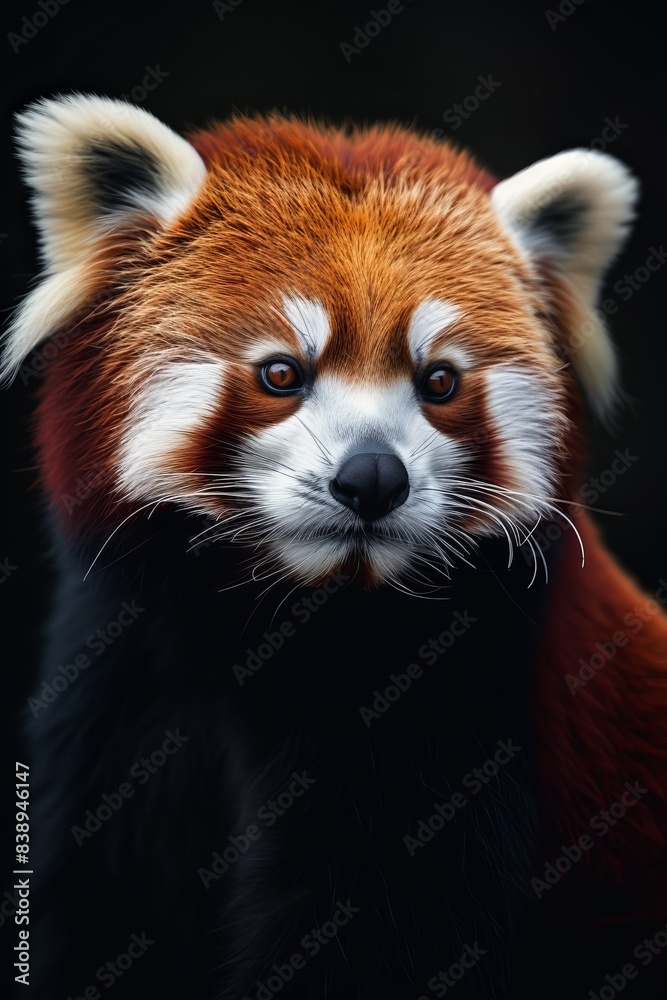 Mystic portrait of Panda, copy space on right side, Anger, Menacing, Headshot, Close-up View Isolated on black background Mystic portrait of Panda, copy space on right side, Anger, Menacing, Headshot, Close-up View Isolated on black background