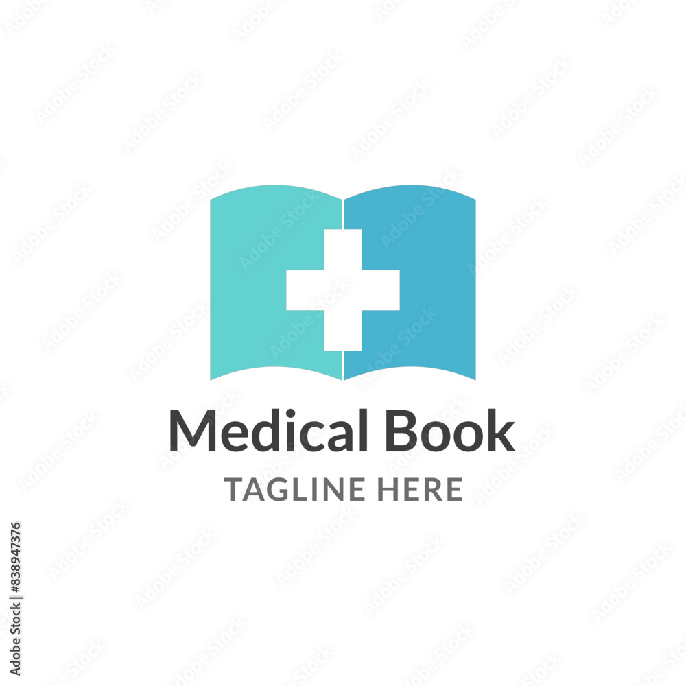 Fototapeta premium Medical book logo concept. Plus and book vector illustration