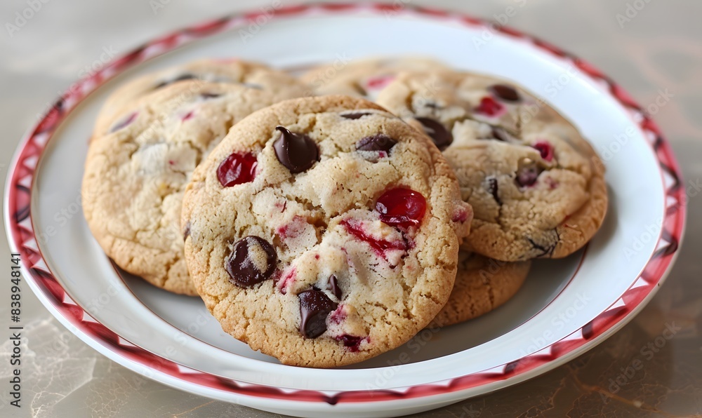 Maraschino Cherry Chocolate Chip Cookies, Generative AI Maraschino Cherry Chocolate Chip Cookies, Generative AI
