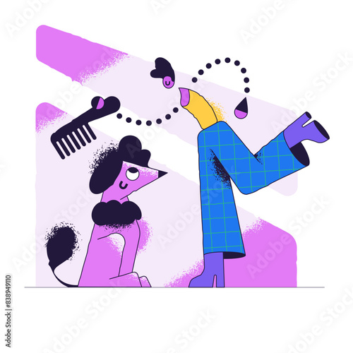 Boy brushing his dog