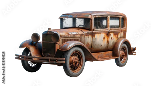 Obraz  z motywem old rusty car isolated on the transparent background.