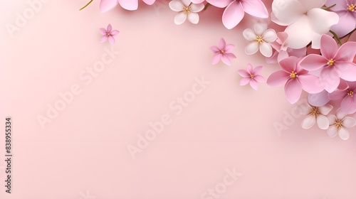 pink cherry blossom on wooden background  with pink background Generative AI