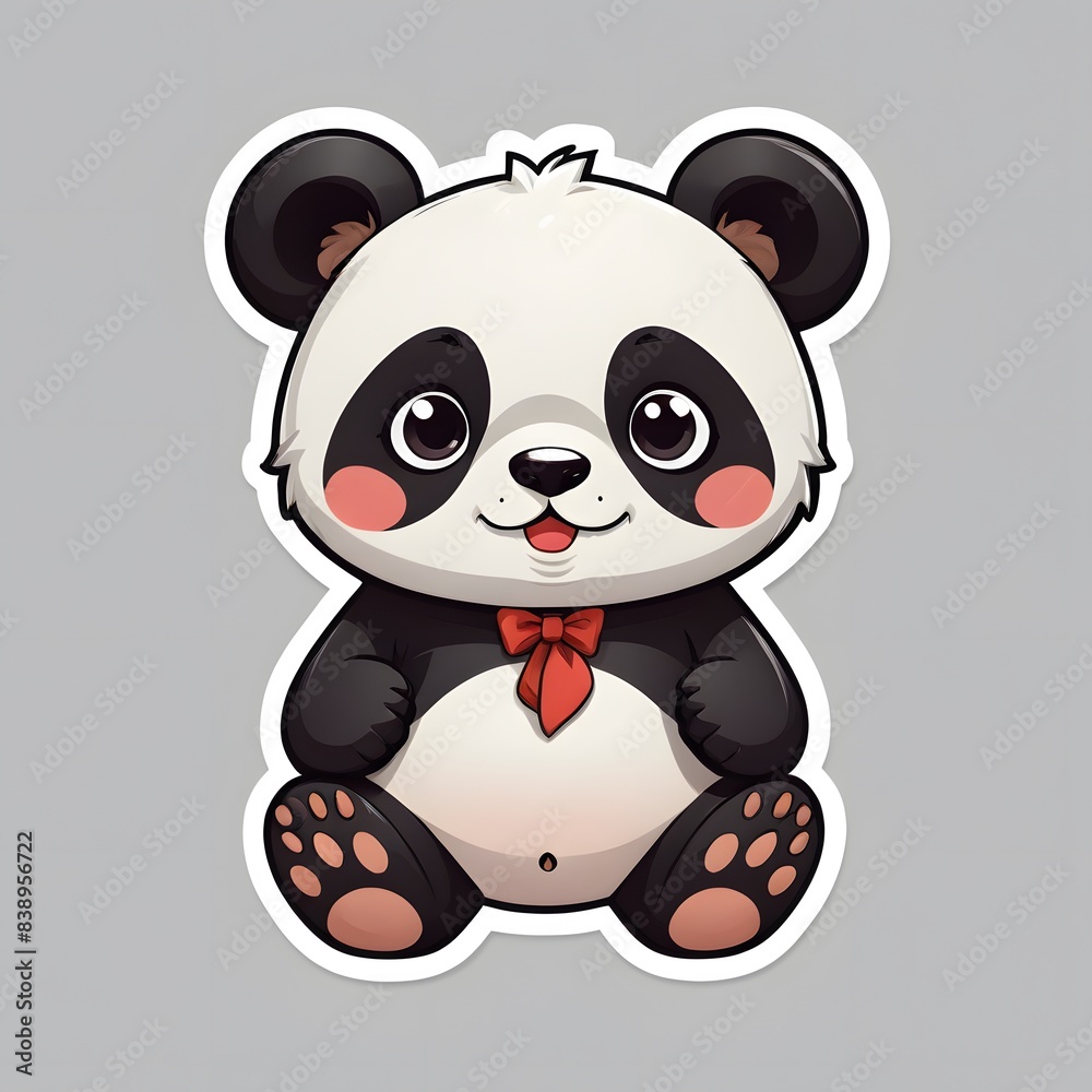 a close up of a panda bear with a bow on its neck a close up of a panda bear with a bow on its neck