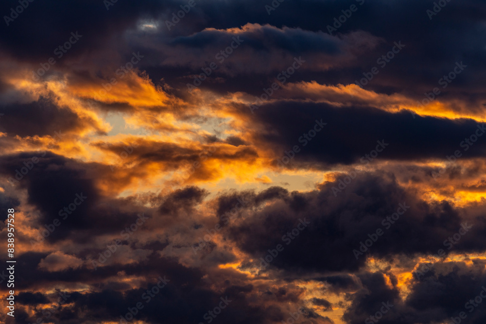 sky of tragic clouds at sunset,Granada Geopark, Granada province, Andalusia, Spain