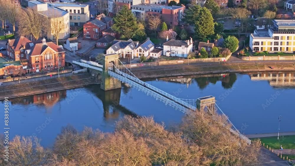 A pedestrian bridge over River Trent in Nottingham, England. A pedestrian bridge over River Trent in Nottingham, England.
