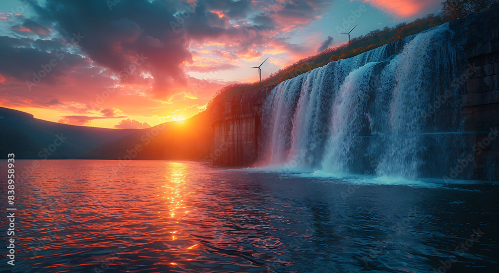 Fototapeta premium sunset over the river