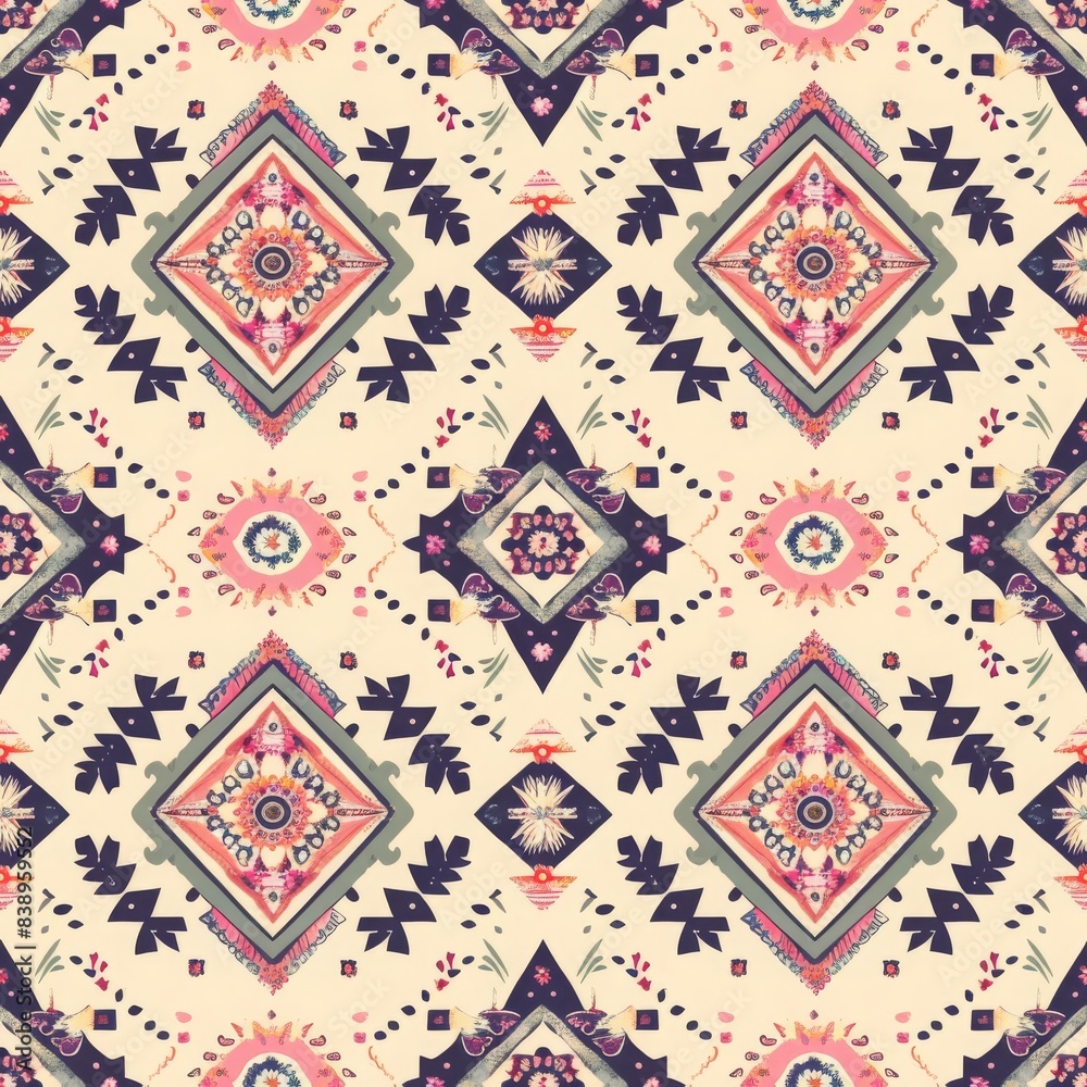 bohemian geometrik and floral seamless pattren bohemian geometrik and floral seamless pattren