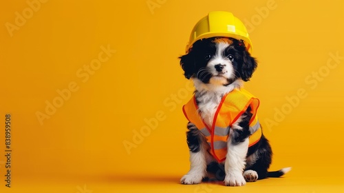 The puppy in construction gear photo