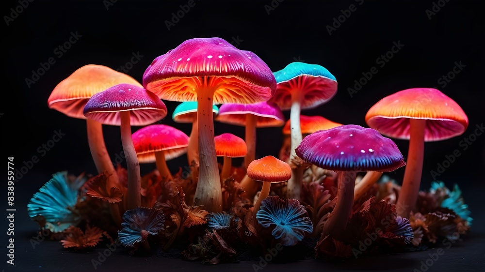 mushrooms in the forest, amanita muscaria mushroom