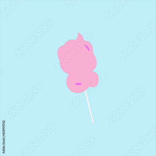 Cotton candy vector illustration on blue background. Childhood snack