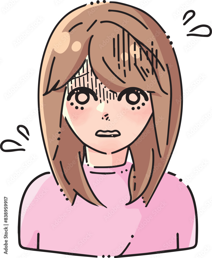 怯える女性のイラスト