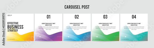 Editable Instagram Carousel Post Layout Set, Social Media Marketing microblog template design, tips & tricks linkedin post template, eps 10.