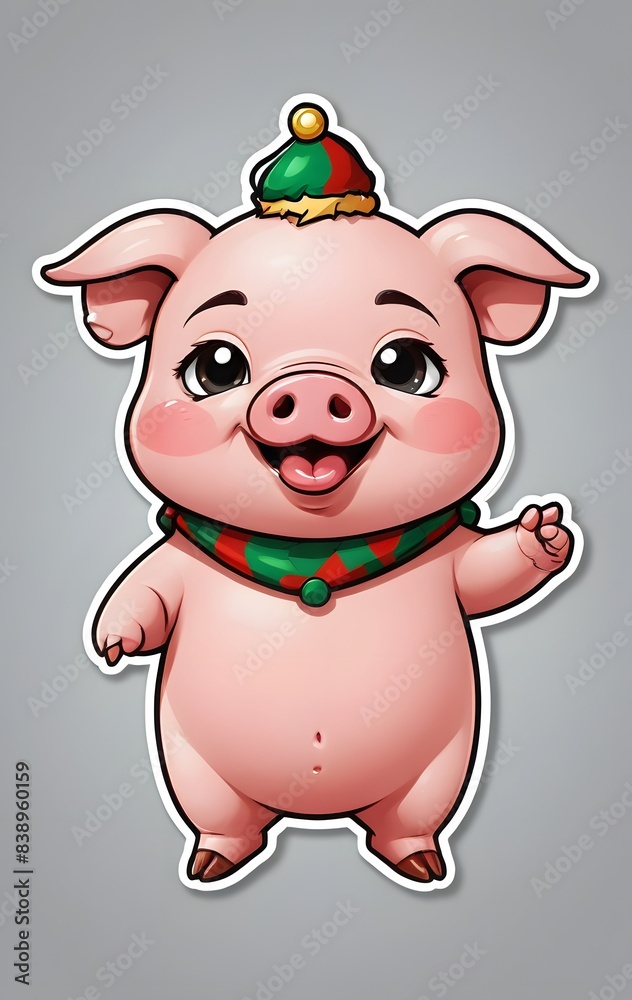 Fototapeta premium cartoon pig with a crown on his head