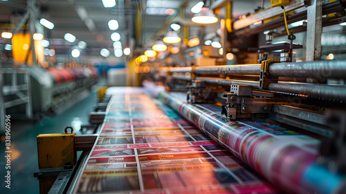 A large print shop utilizes a roll offset printing machine for the mass production of newspapers and magazines