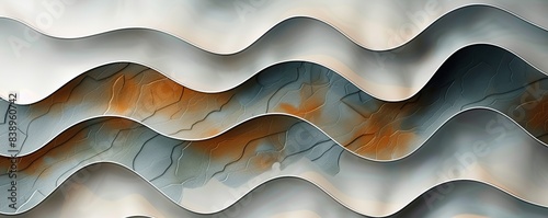 Gentle slate wave abstract pattern, modern and chic, isolated on a white backdrop