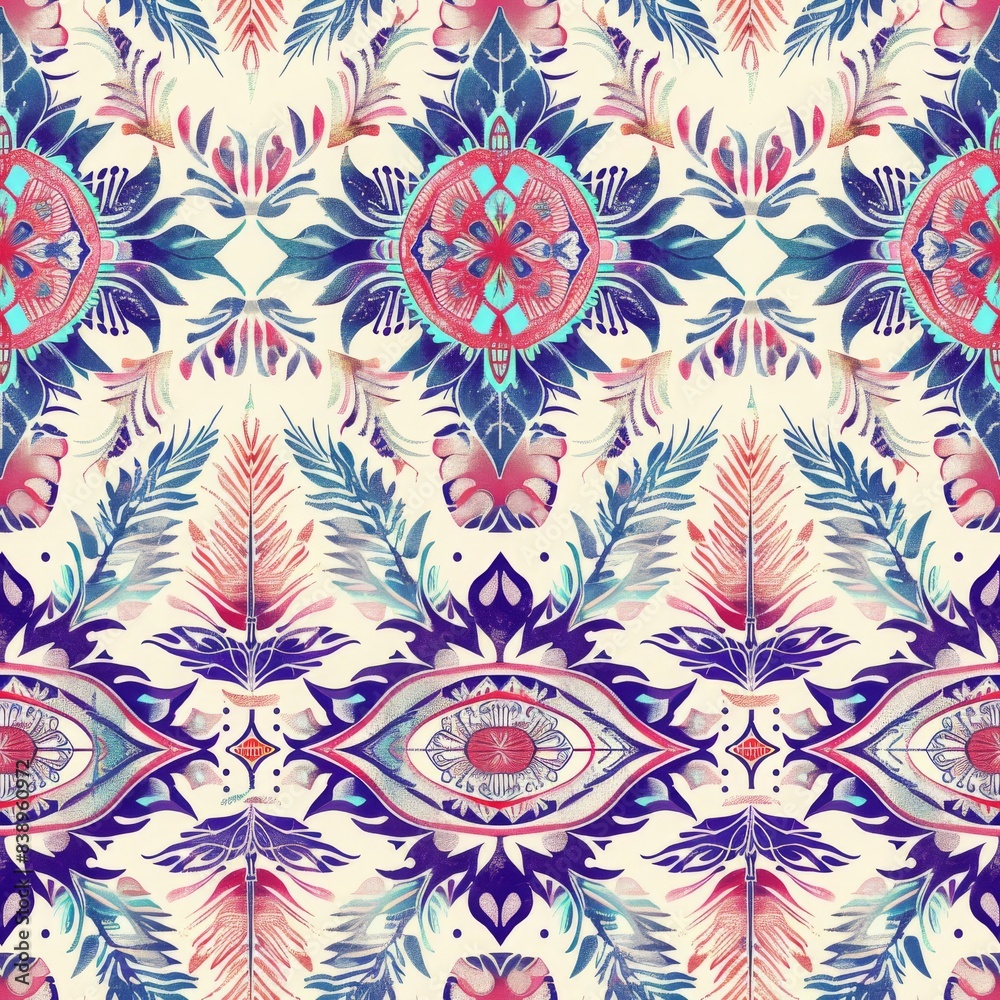 bohemian geometrik and floral seamless pattren bohemian geometrik and floral seamless pattren