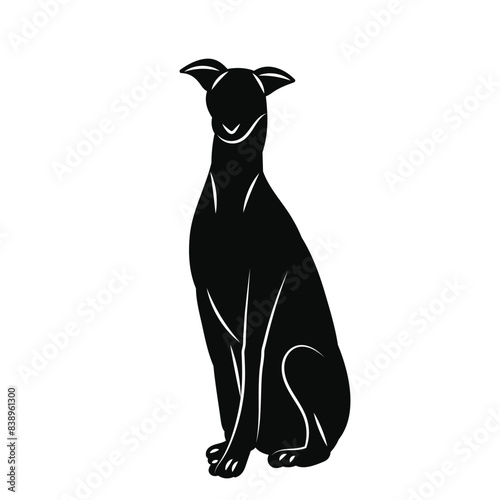 dog sitting silhouette on white background vector