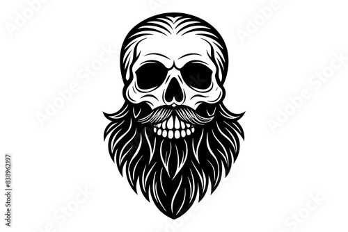  great beard in a skull silhouette vector illustration