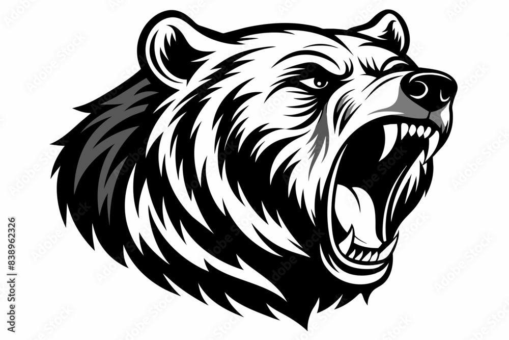grizzly screamed silhouette vector illustration grizzly screamed silhouette vector illustration