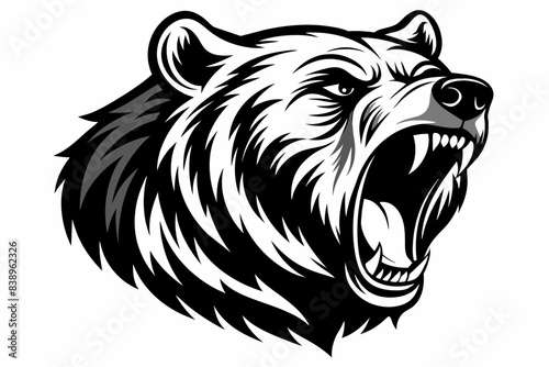 grizzly screamed silhouette vector illustration