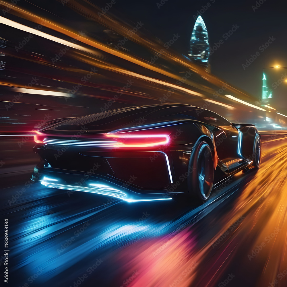 fast moving car in the dark night fast moving car in the dark night