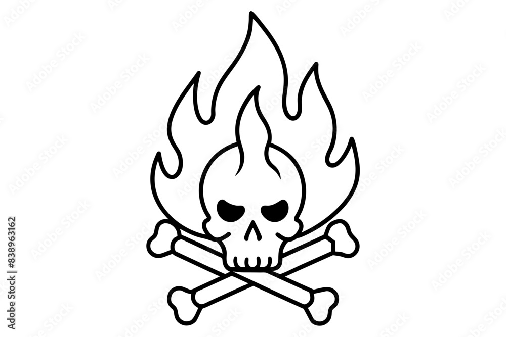 skull and bones line art silhouette vector illustration skull and bones line art silhouette vector illustration