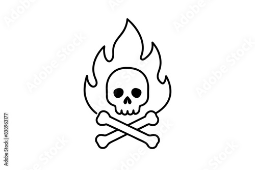 skull and bones line art silhouette vector illustration