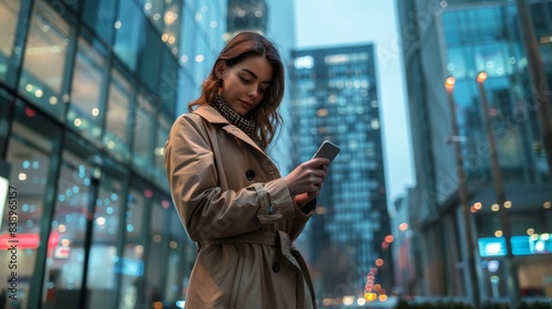 The woman with smartphone photo