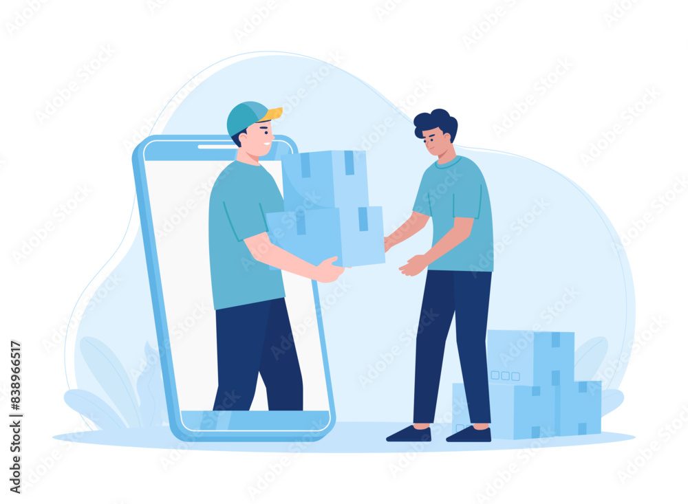 Mobile application for online shopping delivery concept flat illustration Mobile application for online shopping delivery concept flat illustration