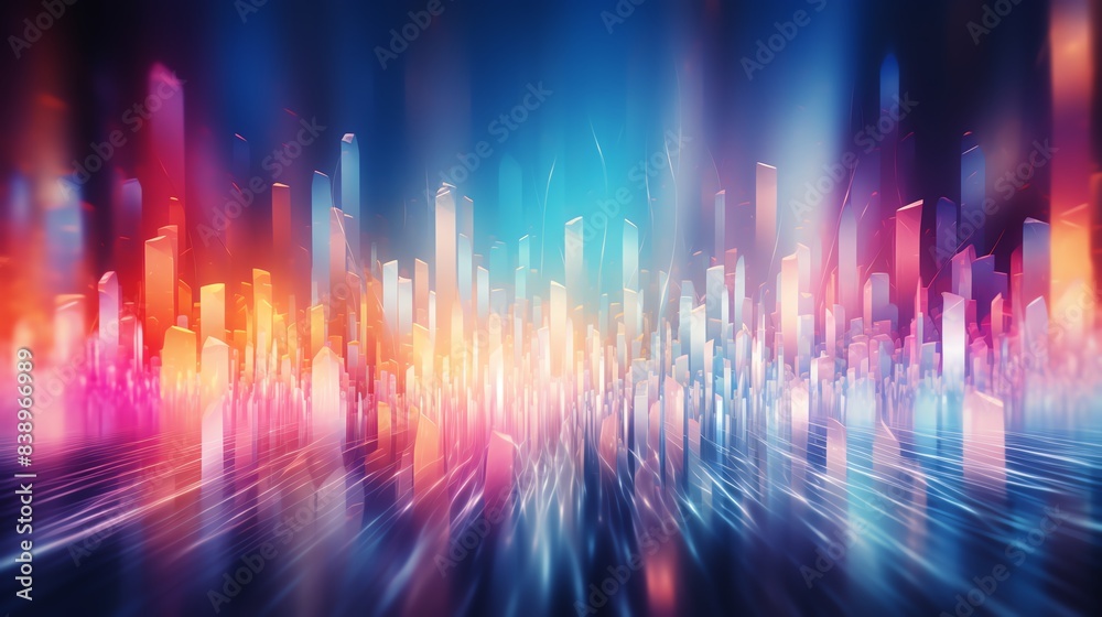 Multicolored vertical light streaks, bokeh effect, blue, pink, and yellow tones, dynamic and vibrant, abstract scene Multicolored vertical light streaks, bokeh effect, blue, pink, and yellow tones, dynamic and vibrant, abstract scene