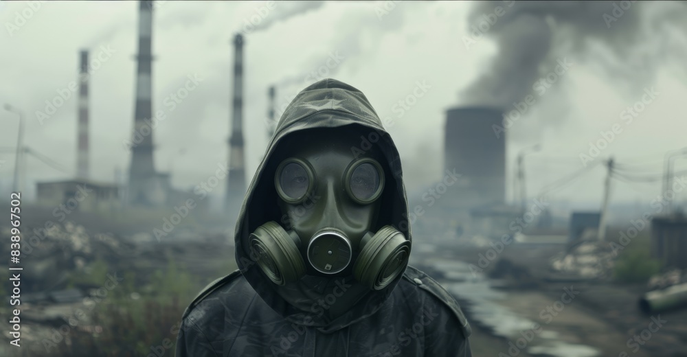 The man in gas mask The man in gas mask
