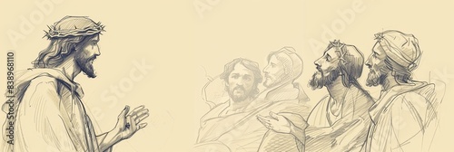 Jesus' Resurrection and Appearances to His Disciples, Biblical Illustration of Triumph and Faith, Ideal for Religious Banner,Christian banner