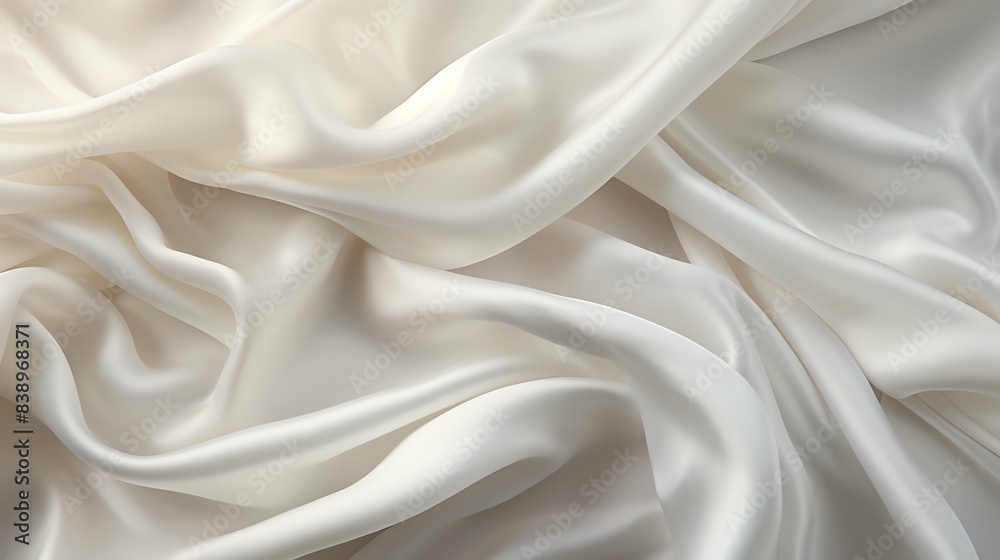 Crumpled white satin cloth, gentle folds, silky texture, luxurious feel, topdown perspective Crumpled white satin cloth, gentle folds, silky texture, luxurious feel, topdown perspective