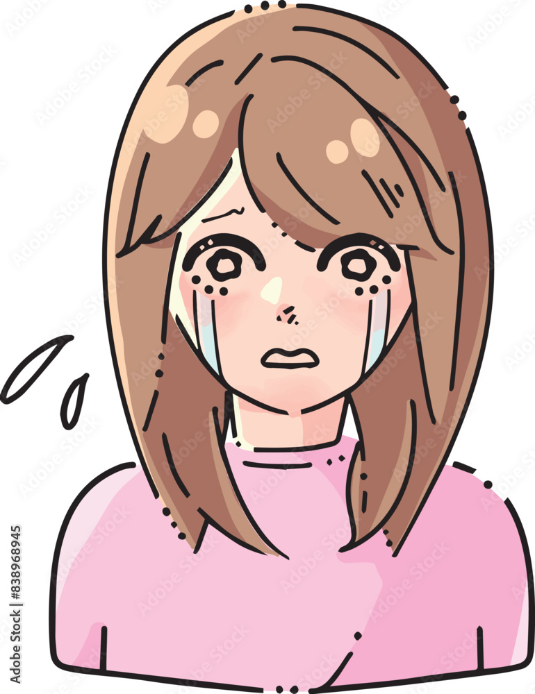 泣いている女性のイラスト 泣いている女性のイラスト