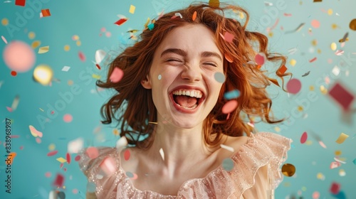The joyful woman with confetti