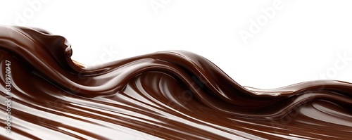 Rich chocolate wave abstract background, deep and comforting, isolated on white