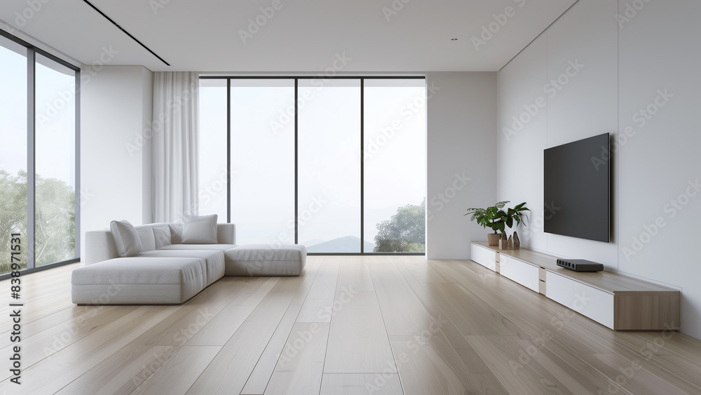 Obraz premium Modern Minimalism: A Bright and Airy Living Space