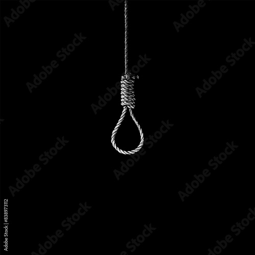 suicide rope hand drawing vector isolated on black background.