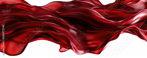 Rich crimson wave abstract background, deep and passionate, isolated on white photo