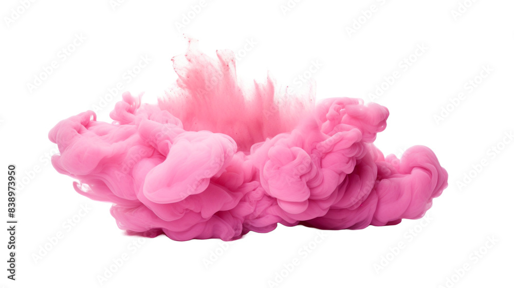 Pink cloud pastel atmosphere on transparent background.

