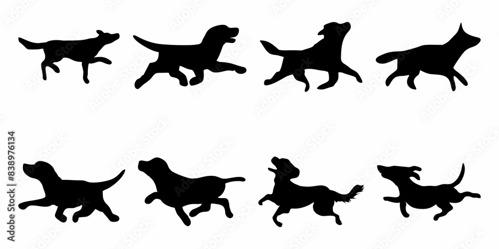 illustration or silhouette of a swimming dog illustration or silhouette of a swimming dog