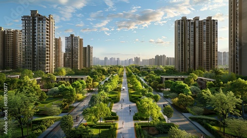 Fototapeta Naklejka Na Ścianę i Meble -  Ecological Environment Protection Promotion Natural Scenery Poster Background Materials, Urban Greenbelts, Green Plants
